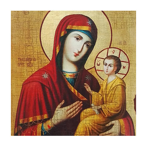 Russian icon Virgin Tikhvinskaya, painted and decoupaged 40x30 cm 2