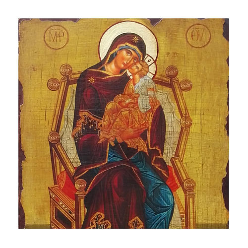 Icona russa dipinta découpage della Madre di Dio Pantanassa 40x30 cm 2