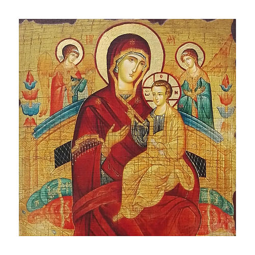 Ícone russo pintado decoupáge Mãe de Deus Pantanassa 40x30 cm 2