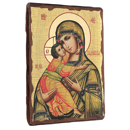 Russische Ikone, Malerei und Découpage, Muttergottes von Wladimir, 40x30 cm 3