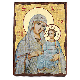 Russian icon Virgin of Jerusalem, painted and decoupaged 40x30 cm