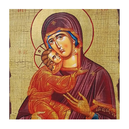 Ícone russo pintura e decoupáge Nossa Senhora de Vladimir 40x30 cm 2