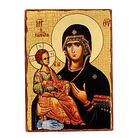 Icono ruso pintado decoupage Virgen de las tres manos 40x30 cm