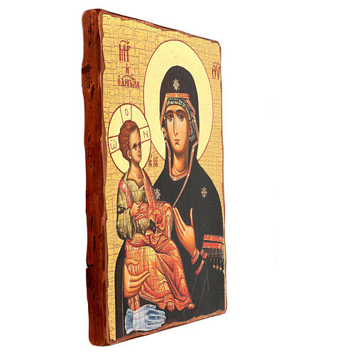 Icono ruso pintado decoupage Virgen de las tres manos 40x30 cm 3