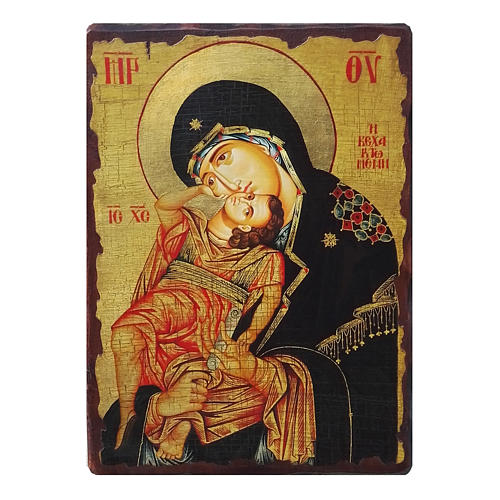 Icono ruso pintado decoupage Virgen Eleousa 40x30 cm 1