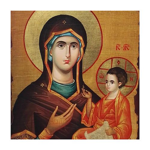 Ícone Rússia pintura e decoupáge Mãe de Deus Odighitria 40x30 cm 2