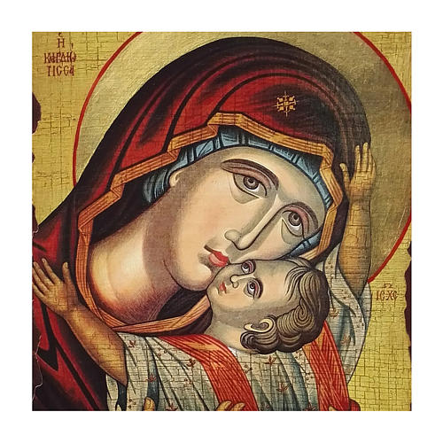 Russische Ikone, Malerei und Découpage, Muttergottes von Kardiotissa, 40x30 cm 2