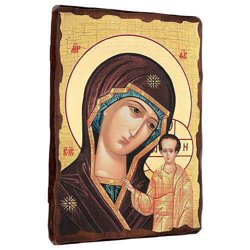 Ícone Rússia pintura e decoupáge Nossa Senhora de Cazã 40x30 cm 3