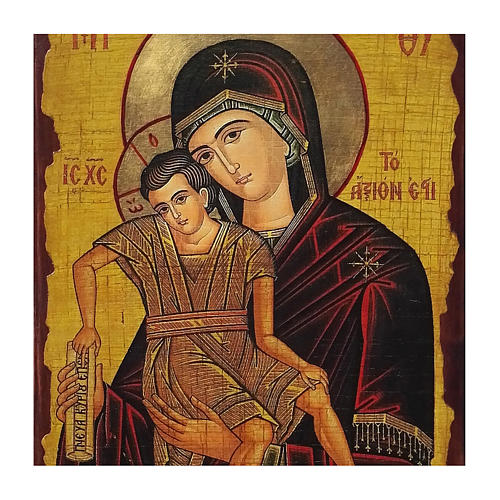 Ícone Rússia pintura e decoupáge Mãe de Deus Axion Estin 40x30 cm 2