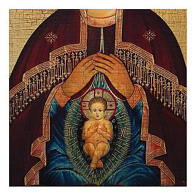 Icona russa dipinta découpage Madonna dell'aiuto nel parto 40x30 cm