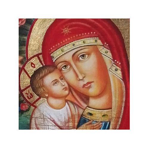 Ícone russo pintura e decoupáge Nossa Senhora Zhirovitskaya 10x7 cm 2