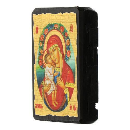 Ícone russo pintura e decoupáge Nossa Senhora Zhirovitskaya 10x7 cm 2