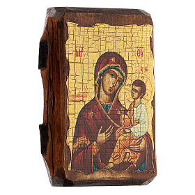 Russian icon Panagia Gorgoepikoos, painted and decoupaged 10x7 cm