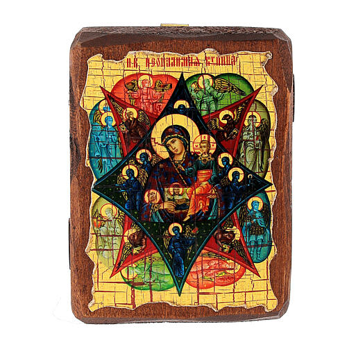 Russian icon Our Lady of the Burning Bush, painted and decoupaged 10x7 cm 1