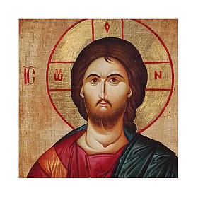 Ícone russo decoupáge e pintura Cristo Pantocrator 10x7 cm