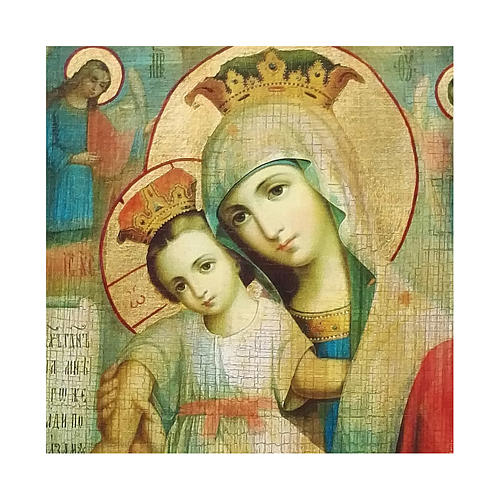 Icona Russia dipinta découpage Madonna Veramente Degna 10x7 cm 2