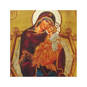 Icono ruso pintado decoupage de la Madre de Dios Pantanassa 10x7 cm