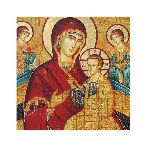 Ícone russo decoupáge e pintura Mãe de Deus Pantanassa no trono 10x7 cm 2