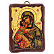 Russian icon Our Lady of Vladimir, painted and decoupaged 10x7 cm s1