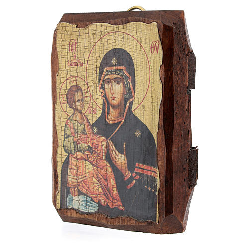 Icône Russie peinte découpage Mère de Dieu aux trois mains 10x7 cm 3