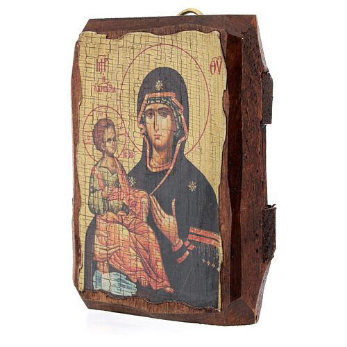 Russian icon in painted decoupage, Mother of God of Three Hands 10x7 cm 3