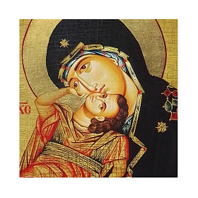Russische Ikone, Malerei und Découpage, Muttergottes Eleusa, 10x7 cm