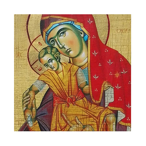 Ikona rosyjska Madonna Kikkotissa malowana techniką decoupage, 10x7 cm 2