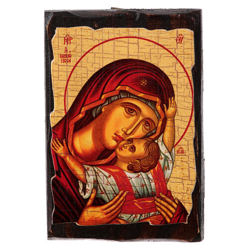 Russische Ikone, Malerei und Découpage, Muttergottes von Kardiotissa, 10x7 cm 1