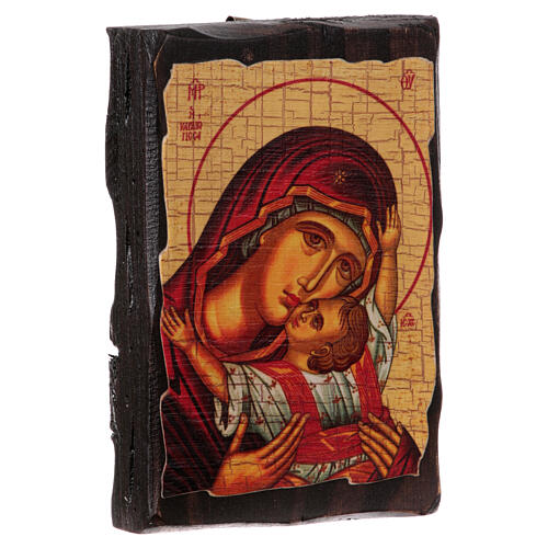 Russische Ikone, Malerei und Découpage, Muttergottes von Kardiotissa, 10x7 cm 2