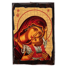 Ícone Rússia decoupáge e pintura Nossa Senhora Kardiotissa 10x7 cm