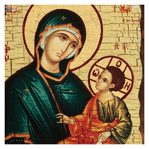 Ícone Rússia Nossa Senhora Grigorousa pintura e decoupáge 18x14 cm 2