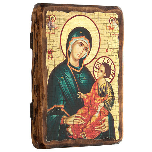 Ícone Rússia Nossa Senhora Grigorousa pintura e decoupáge 18x14 cm 3