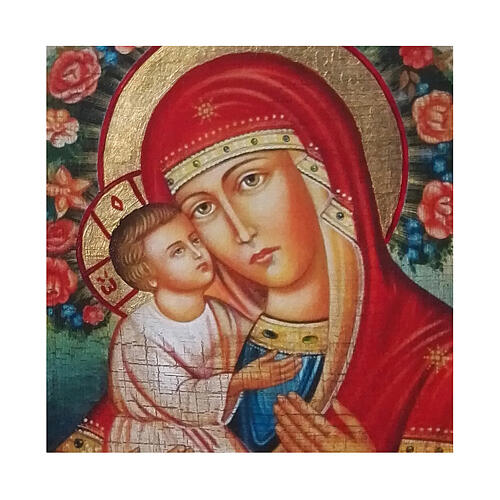 Russian icon painted decoupage, Madonna Zhirovitskaya 18x14 cm 2