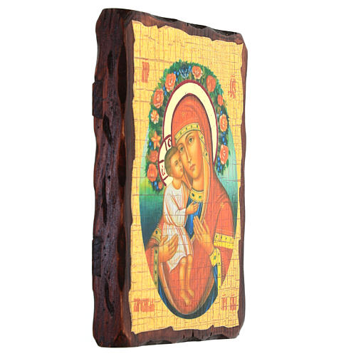 Russian icon painted decoupage, Madonna Zhirovitskaya 18x14 cm 2