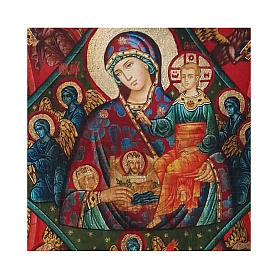 Russian icon Our Lady of the Burning Bush, painted and decoupaged 17x13 cm