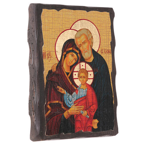 Russische Ikone, Malerei und Découpage, Heilige Familie, 18x14 cm 2