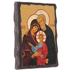 Ícone Rússia Sagrada Família pintura e decoupáge 18x14 cm