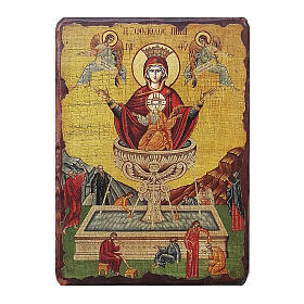 Russian icon Our Lady of the Life-giving Fountain, painted and decoupaged 17x13 cm