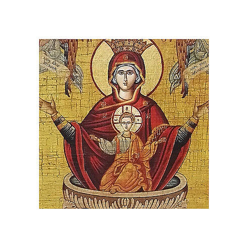 Russian icon Our Lady of the Life-giving Fountain, painted and decoupaged 17x13 cm 2