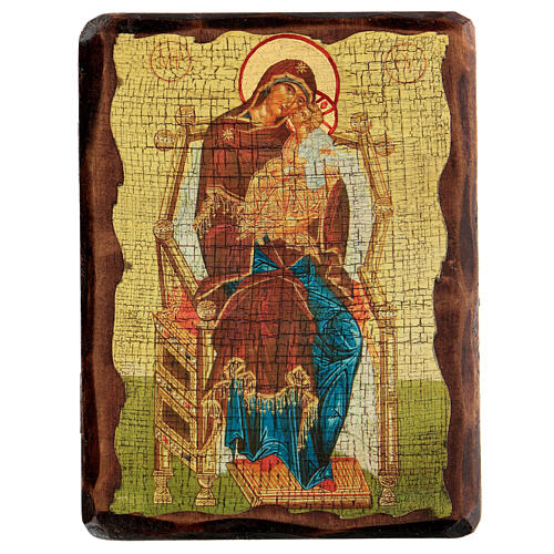 Russian icon Pantanassa Mother of God, painted and decoupaged 17x13 cm 1