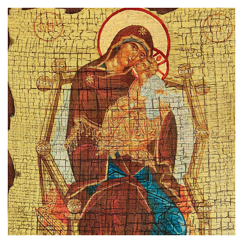 Russian icon Pantanassa Mother of God, painted and decoupaged 17x13 cm 2