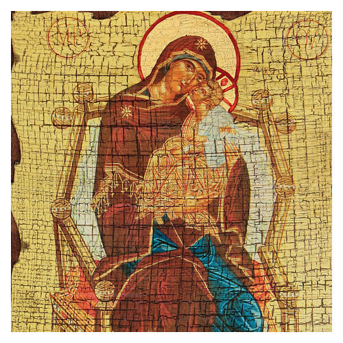 Icono ruso pintado decoupage Madre de Dios Pantanassa 18x14 cm 2