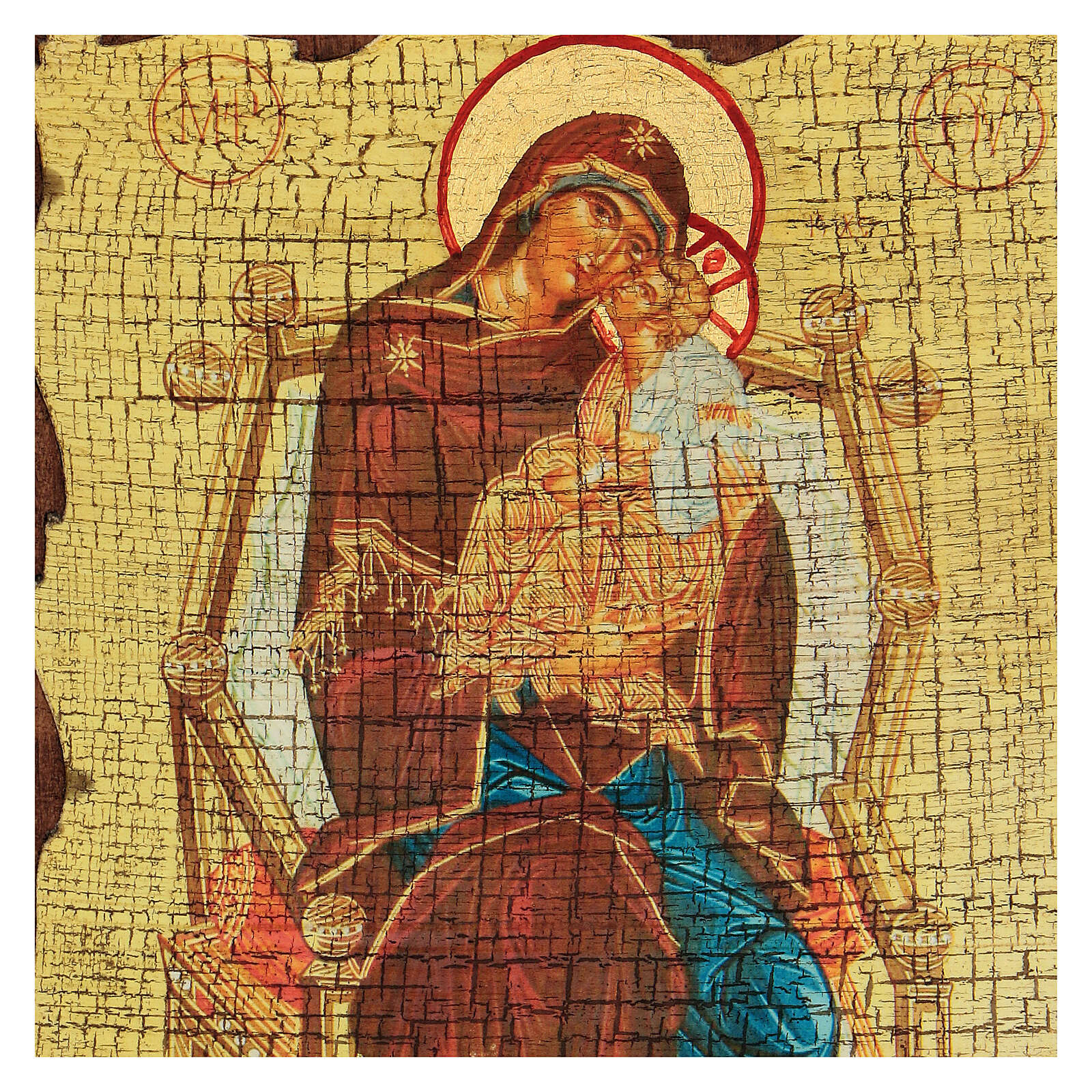 Icône Russe Antique 19ème Siècle - Mère De Dieu "Apaiser Mon Chagrin" - Peinte Main