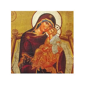Icone stampa legno e pietra: Icona russa della dipinta découpage Madre di Dio Pantanassa 18x14 cm