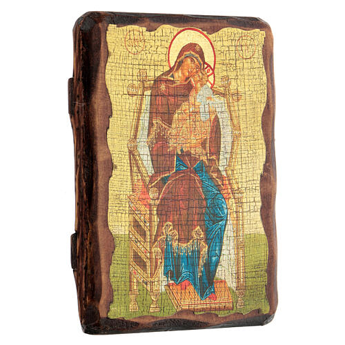 Russian icon painted decoupage, Mary Mother of God Pantanassa 18x14 cm 3