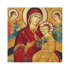 Icone stampa legno e pietra: Icona Russia dipinta découpage Madre di Dio Pantanassa 18x14 cm