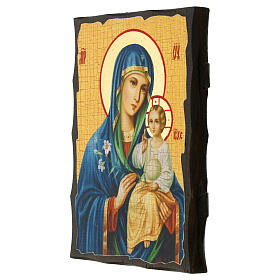 Russian icon Our Lady of the White Lily, painted and decoupaged 17x13 cm