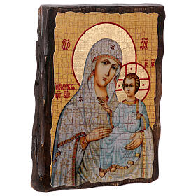 Ícone Rússia pintado com decoupáge Nossa Senhora de Jerusalém 18x14 cm