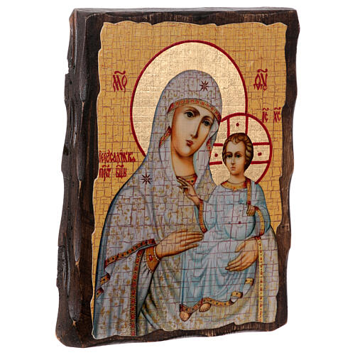 Ícone Rússia pintado com decoupáge Nossa Senhora de Jerusalém 18x14 cm 2