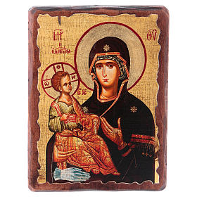 Ícone Rússia pintado com decoupáge Mãe de Deus das três mãos 18x14 cm